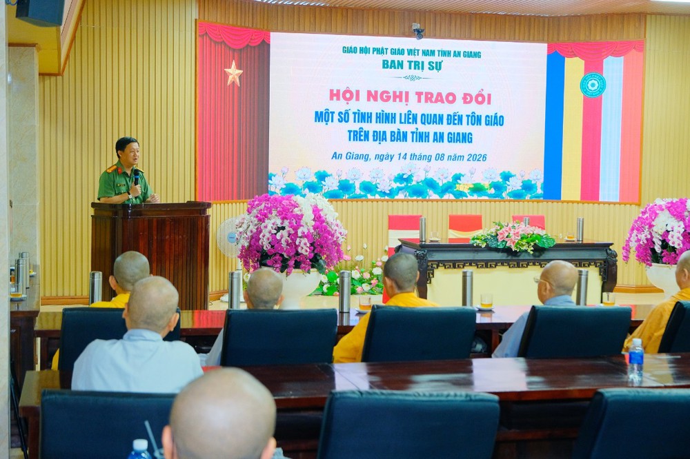 An Giang: Công an tỉnh thông tin tình hình tôn giáo đến chư Tôn đức Tăng Ni