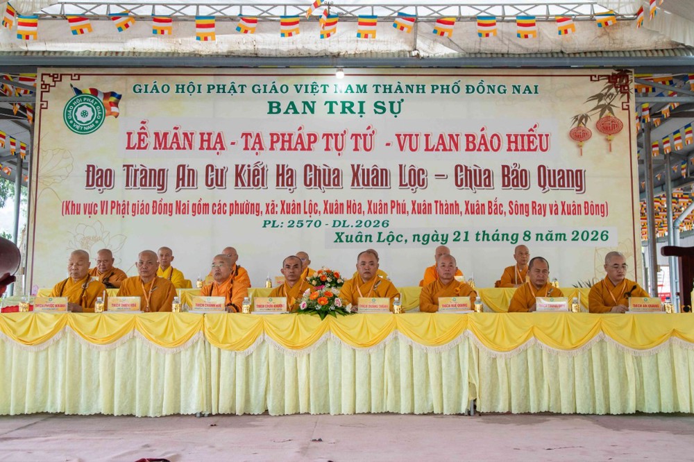 Đồng Nai: Trường hạ chùa Xuân Lộc (Khu vực VI) tổ chức lễ mãn hạ, tạ pháp tự tứ, Vu Lan báo hiếu PL.2570 – DL.2026