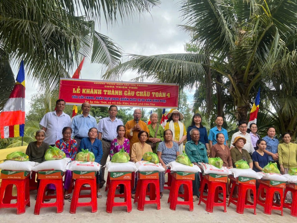 Cần Thơ: Chùa Thiên Thới tiếp tục khánh thành 2 cầu bê tông nông thôn