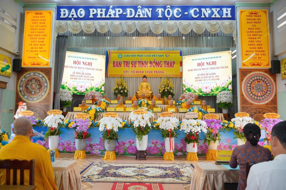 Đồng Tháp: Hội nghị Sơ kết Phật sự 6 tháng đầu năm 2026 và tổng Bế giảng khóa An cư PL.2570