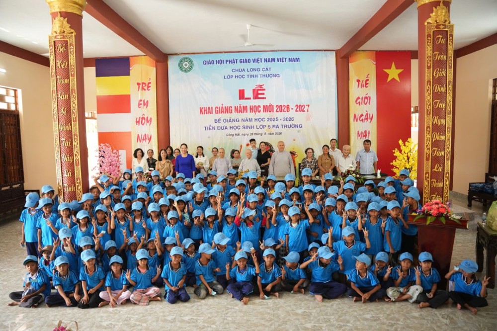 Khánh Hòa: Lớp học tình thương chùa Long Cát khai giảng năm học mới 2026 – 2027