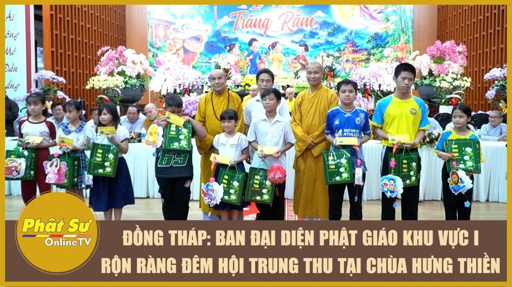 [Video] Đồng Tháp: Ban Đại diện Phật giáo Khu vực I rộn ràng đêm hội Trung thu tại chùa Hưng Thiền