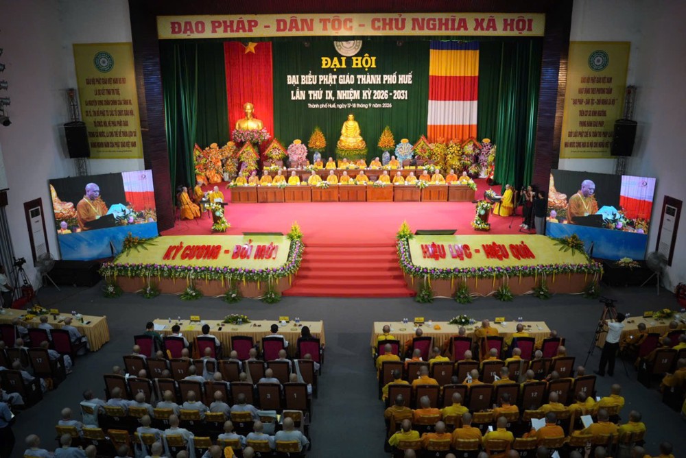 TP. Huế: Trang nghiêm ngày làm việc thứ 1 Đại hội Đại biểu Phật giáo thành phố lần thứ IX, nhiệm kỳ 2026-2031