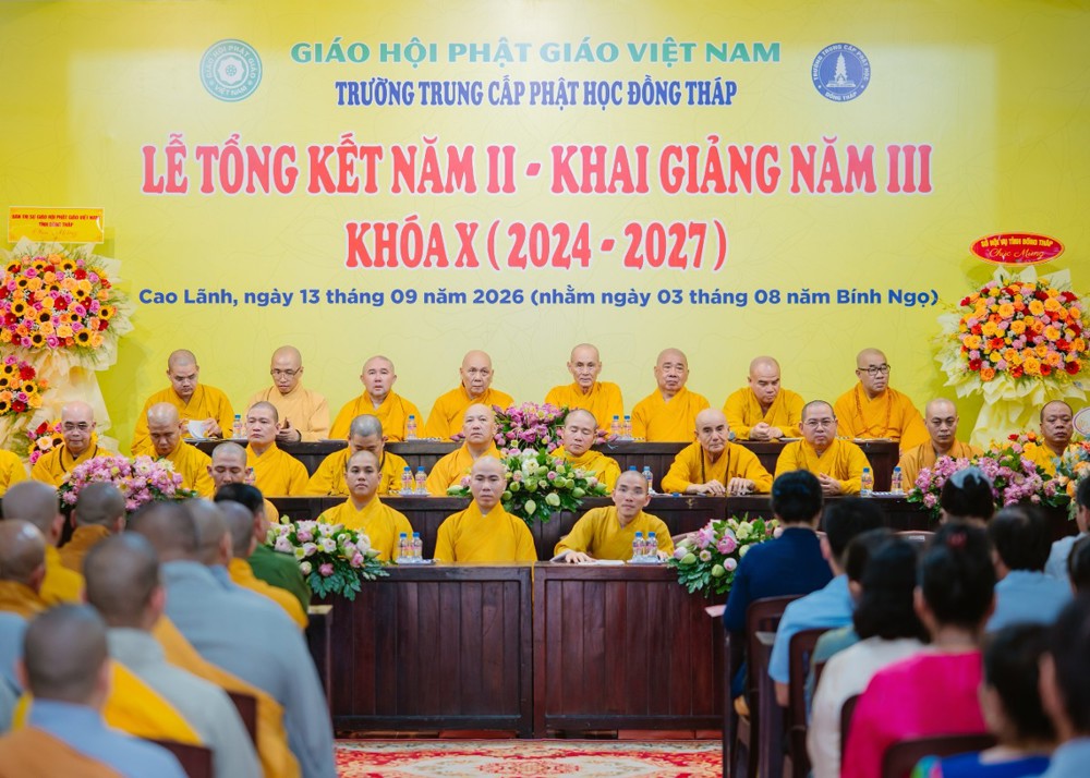 Đồng Tháp: Trường Trung cấp Phật học tổ chức lễ Tổng kết năm thứ II và Khai giảng năm thứ III Khóa X (2024–2027)