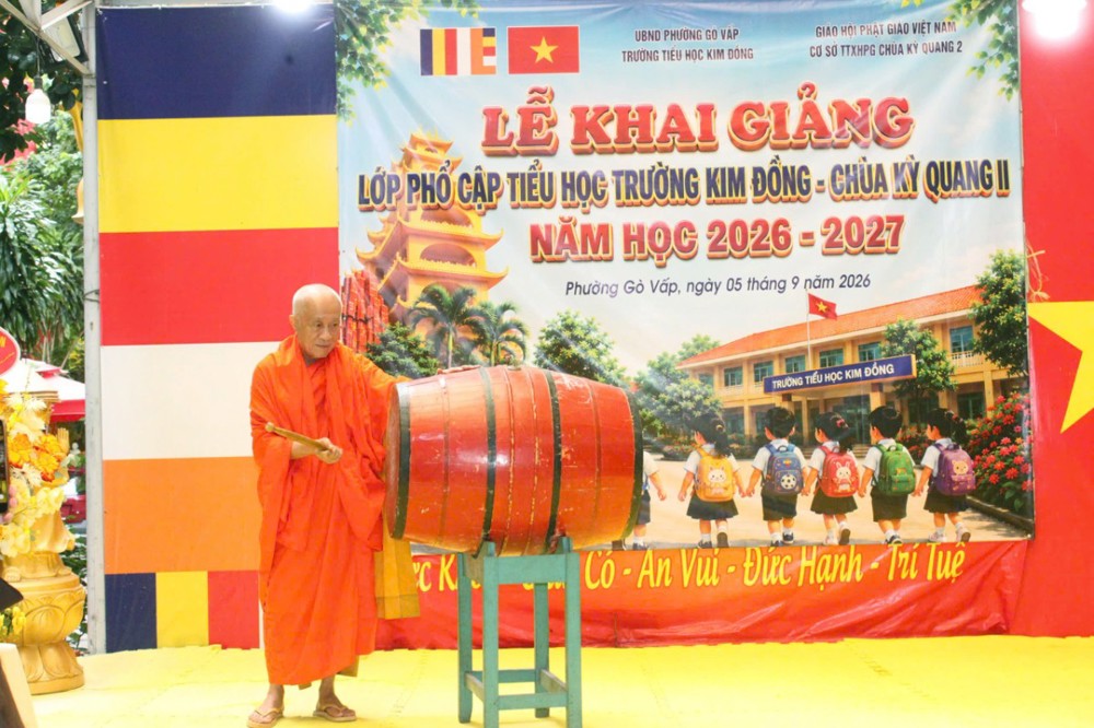 TP. HCM: Gần 100 học sinh tại Cơ sở Từ thiện Phật giáo chùa Kỳ Quang II khai giảng năm học mới 2026-2027