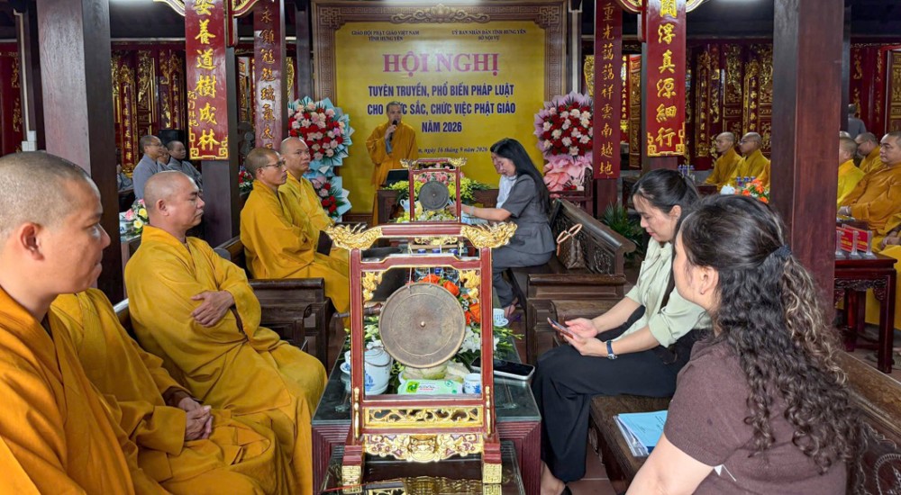 Hưng Yên: Hội nghị tuyên truyền, phổ biến pháp luật cho hành giả an cư tại hai hạ trường