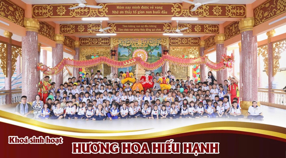 Đồng Tháp: Khoá sinh hoạt “Hương hoa Hiếu hạnh” thu hút hơn 150 em thiếu nhi tham dự tại tịnh xá Ngọc Nguyên