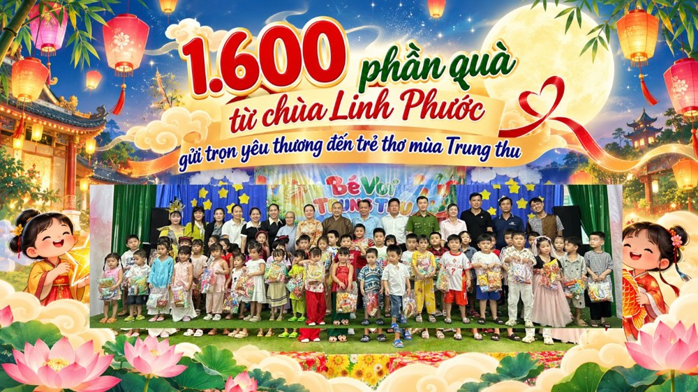 Vĩnh Long: 1.600 phần quà từ chùa Linh Phước gửi trọn yêu thương đến trẻ thơ mùa Trung thu