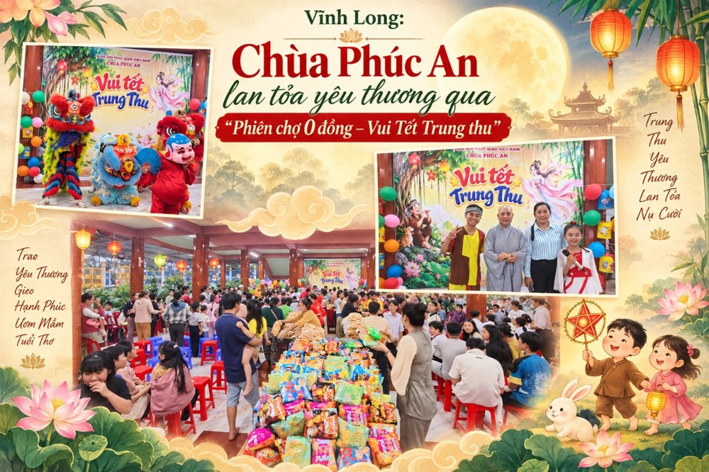 Vĩnh Long: Chùa Phúc An lan tỏa yêu thương qua “Phiên chợ 0 đồng – Vui Tết Trung thu”