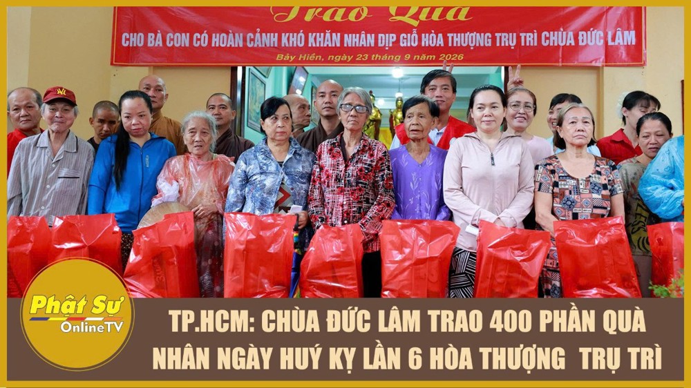[Video] TP.HCM: Chùa Đức Lâm trao 400 phần quà nhân ngày huý kỵ lần 6 Hòa thượng trụ trì