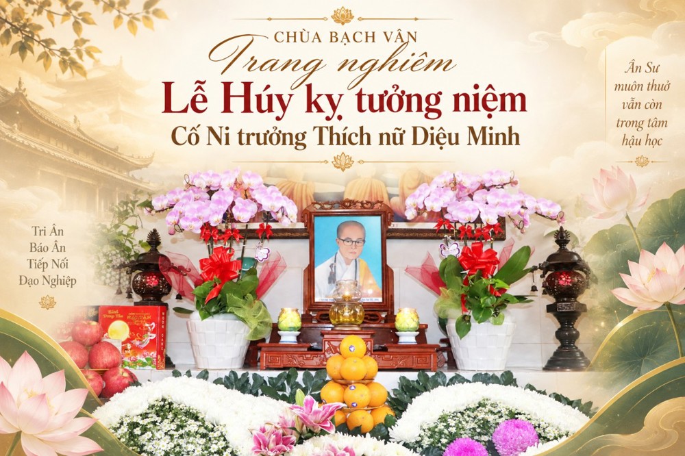 Vĩnh Long: Chùa Bạch Vân trang nghiêm Lễ Húy kỵ tưởng niệm Cố Ni trưởng Thích nữ Diệu Minh