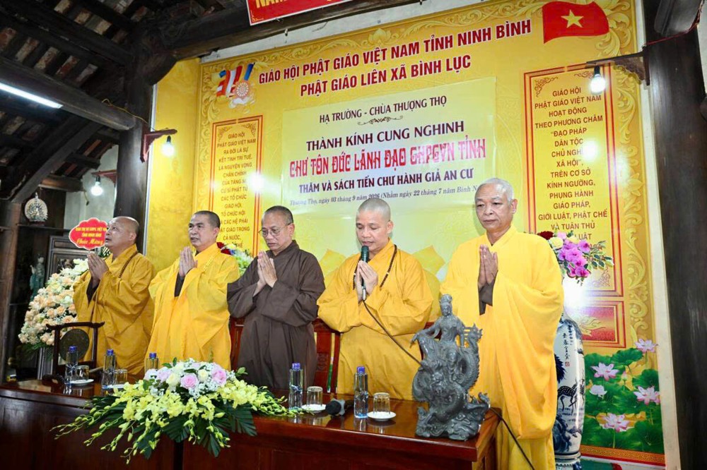 Ninh Bình: Chư Tôn đức lãnh đạo Ban Trị sự Phật giáo tỉnh thăm, sách tấn chư hành giả an cư tại hạ trường chùa Phúc Long