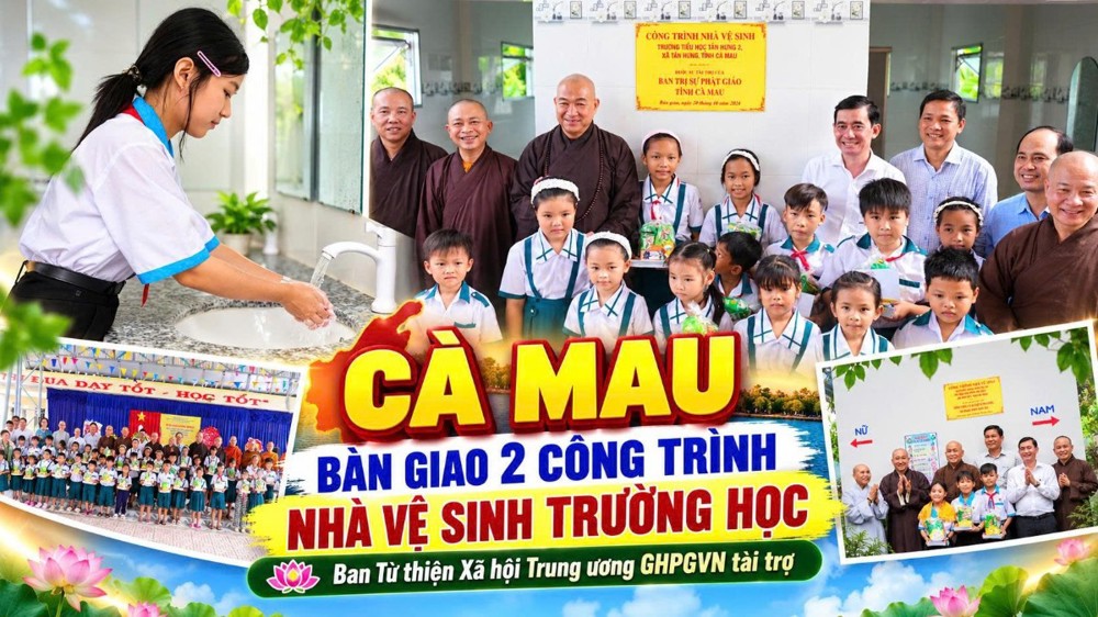 [Video] Cà Mau: Bàn giao 2 công trình nhà vệ sinh trường học do Ban Từ thiện Xã hội Trung ương GHPGVN tài trợ