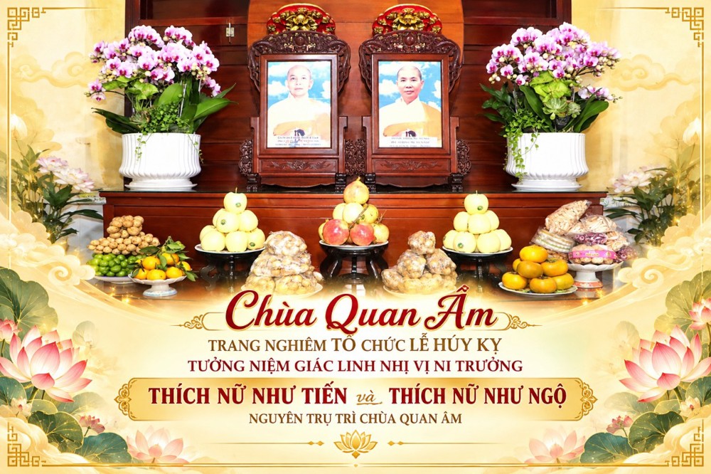 Vĩnh Long: Chùa Quan Âm trang nghiêm tổ chức Lễ Húy kỵ tưởng niệm Giác linh Nhị vị Ni trưởng Thích nữ Như Tiến và Thích nữ Như Ngộ, nguyên Trụ trì chùa Quan Âm
